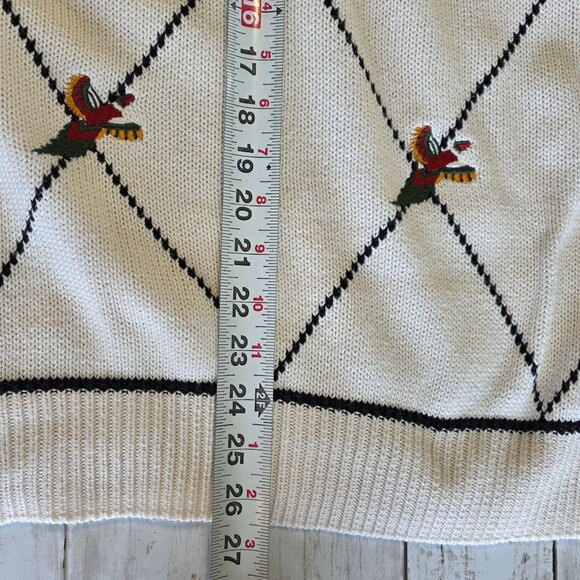 Vintage CF Hathaway Cotton Hand Intarsia Sweater Argyle Pheasant Preppy Acadamia - Picture 7 of 8